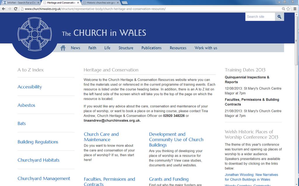 Heritage and Conservation Resources http://www.churchinwales.org.