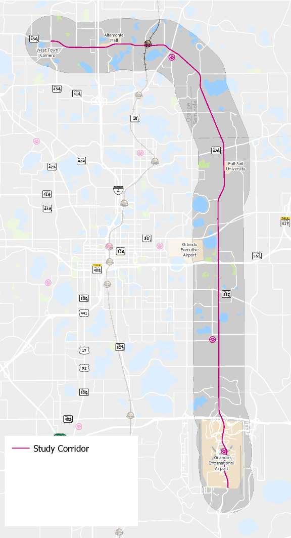 SR 434 I-4 Study Area 23 Miles along SR 436 Regional and gateway corridor Connects 7 jurisdictions 11 LYNX
