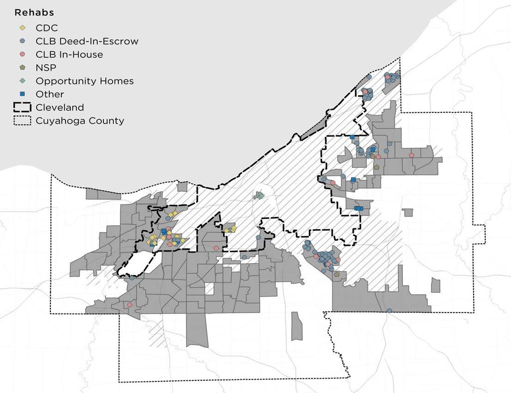 Rehab Impacts in Greater Cleveland Page 18 Rehab Impacts in Higher Functioning Ownership Areas Map 6: Higher Functioning Ownership Areas with Rehab Locations Identified Table 6: Rehab Property Value