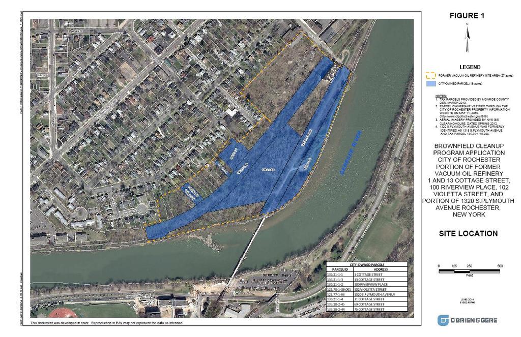 NYS Brownfield Cleanup Program properties DHD properties 5 &15 Flint Street (green) City