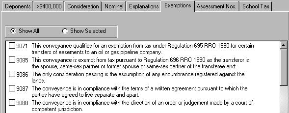 Exemptions This section is to be completed only where consideration is paid but an exemption is claimed and therefore no tax is payable Transfer of an Easement to Oil