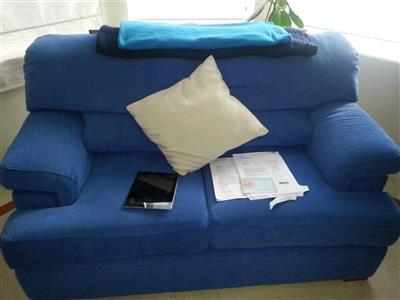 Blue fabric, 2 seater