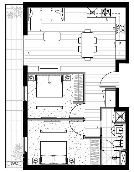 Sample Floor Plans 2 Bedroom 1 Bathroom Internal Area =