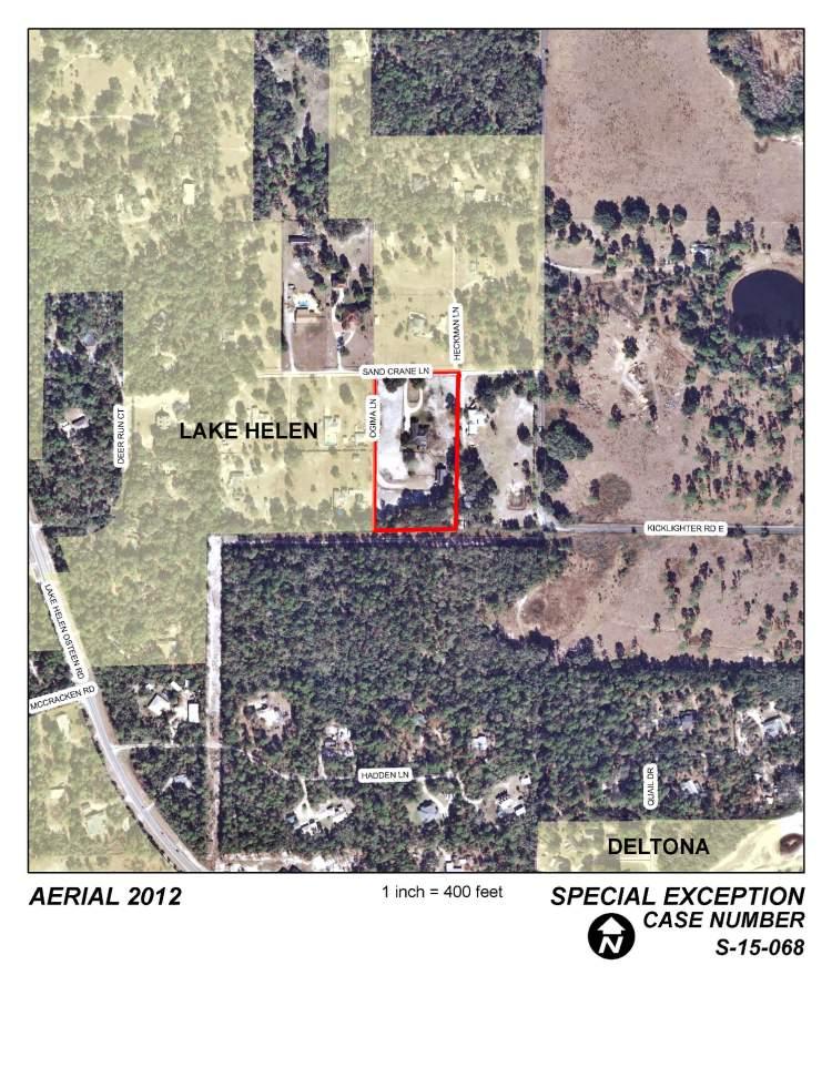 Page 3 of 20 III. BACKGROUND AND PREVIOUS ACTIONS The subject property is a fiveacre, rural residential property. It is located on Sand Crane Lane, adjacent to the city of Lake Helen.