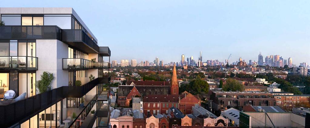 A LIFE UNITED TO THE CITY Uninterrupted city skyline views Gaze out from your own private balcony to breathtaking views across Chapel Street towards the Royal Botanic Gardens and the striking skyline