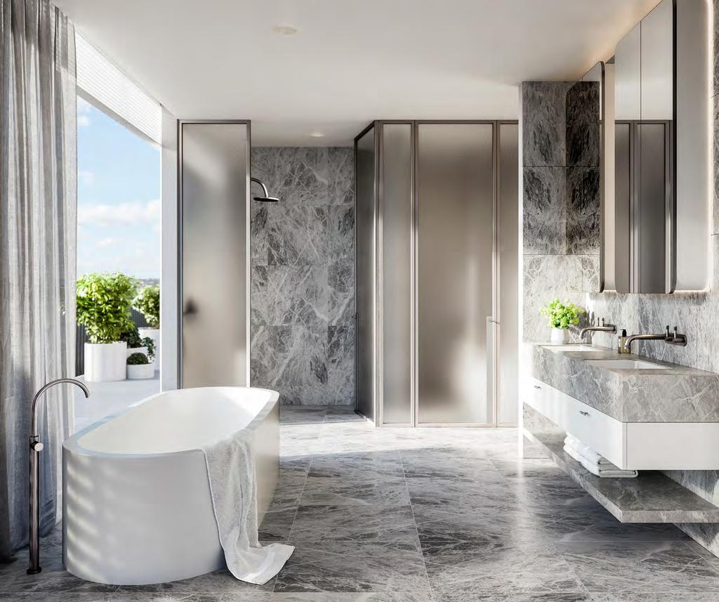 28 29 At the penthouse, revel in an exquisite bathroom, your truly private realm.