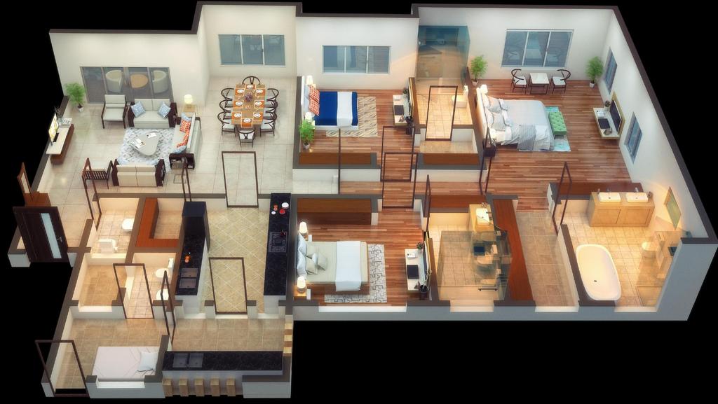 TYPE 1 LAYOUT (WINGS A/B/D/E) APARTMENT AREA 229 SQ.M. 2,465 SQ.FT.