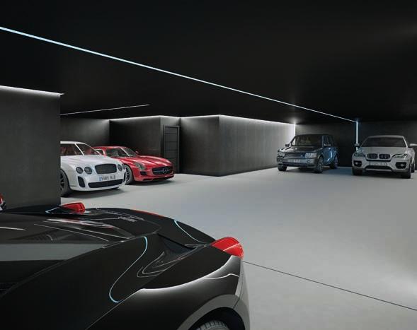 The garage area allows comfortable parking