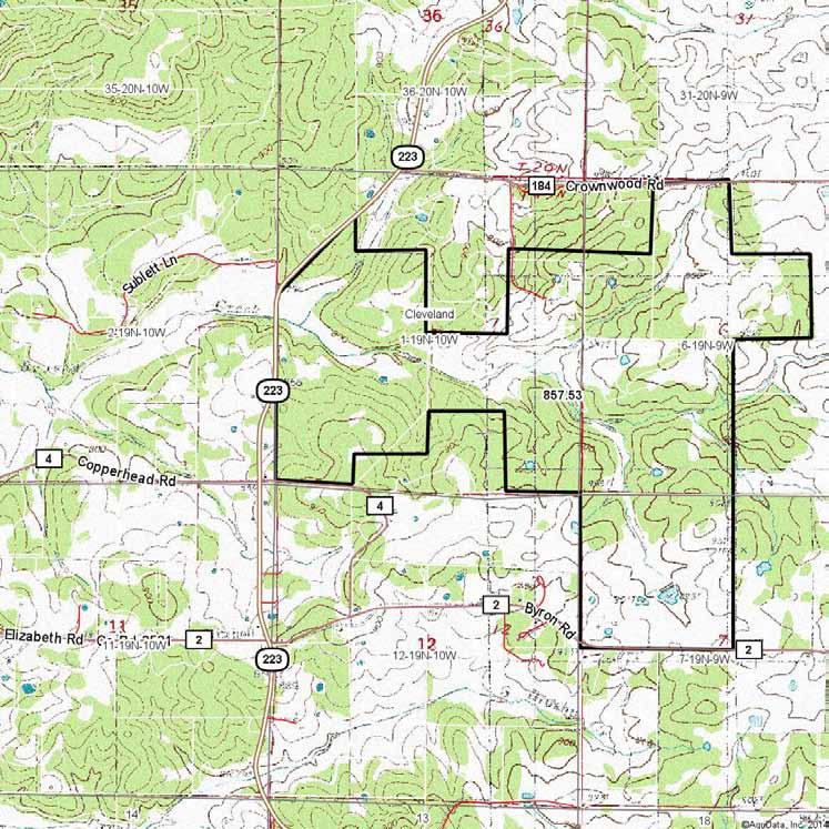 Topography Map 1-19N-10W Fulton County Arkansas map center: 36 20' 3.54, 92 0' 15.