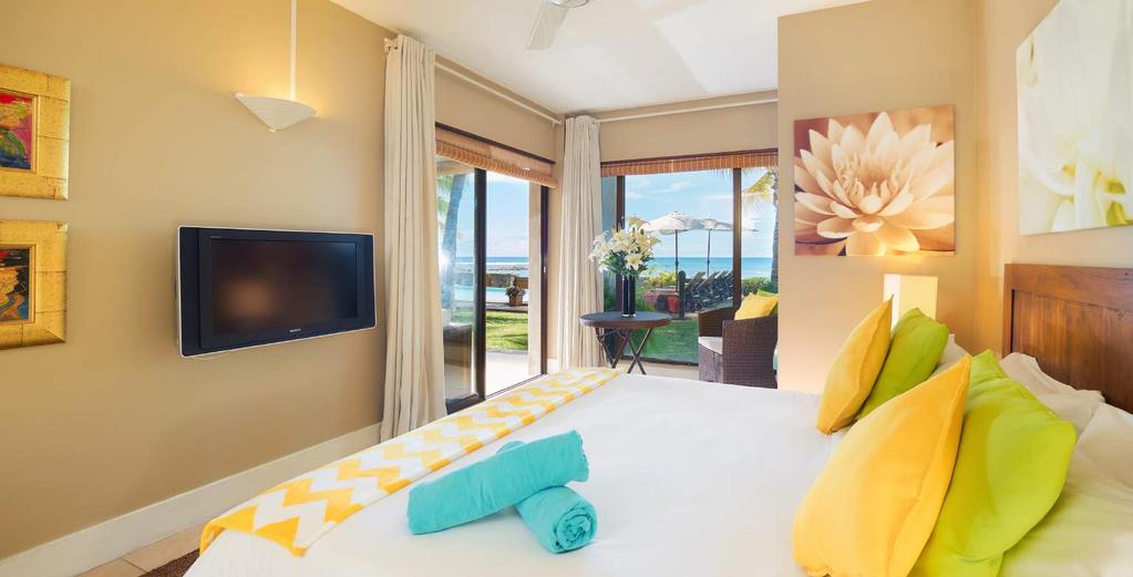 Bedroom of one of the Suite Bel Azur is situated in the North along the fabulous coastline of Trou-aux-Biches, close to numerous tourist attractions of Grand Bay and the capital Port-Louis.