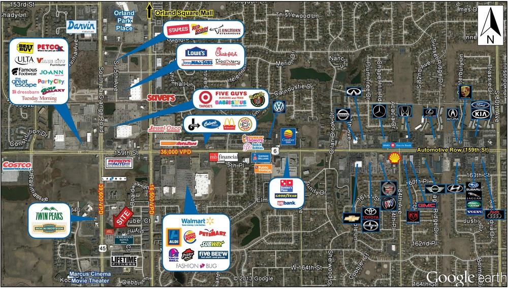 Retailer Map ORLAND PARK RESTAURANT WITH REAL ESTATE 16165