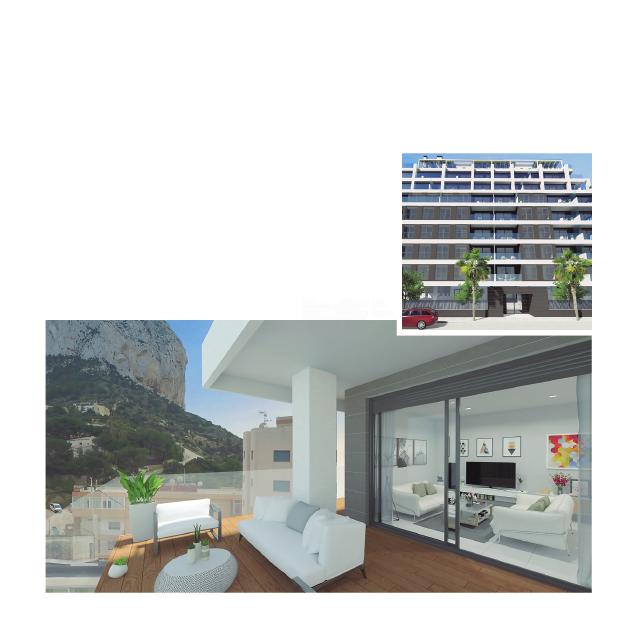 Project Calpe Beach II is a residential complex of 37 apartments with 1 and 2 bedrooms with big terraces, located a few metres away from Playa de Levante.