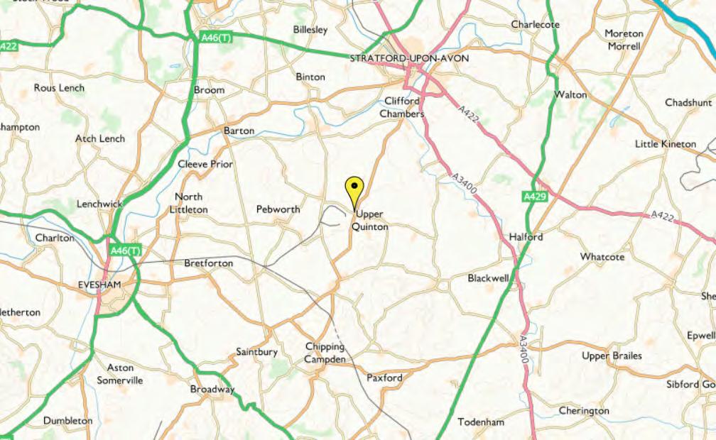 TRANSPORT LINKS AND DISTANCES Lower Quinton is located beside the B4632, thus enabling ease of access to Stratford-upon-Avon (6 miles), Chipping Campden