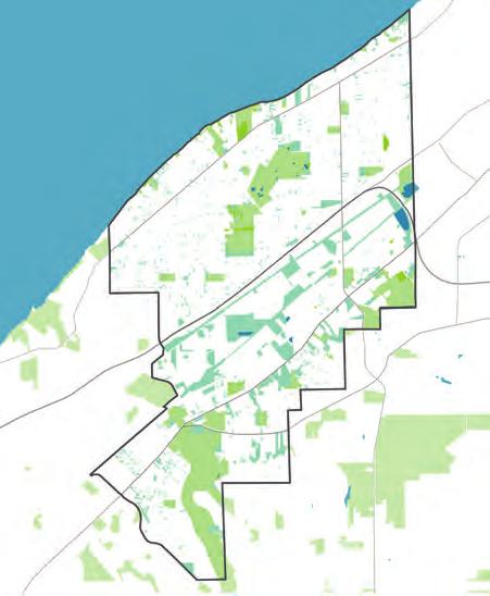Fairview Park, Cleveland Heights, Shaker Heights, and Bratenahl are among the most heavily wooded suburbs.