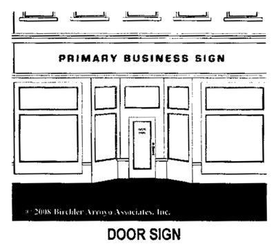 Page 12 of 23 a. b. One permanent pedestrian-oriented (hanging, projecting, icon, or awning end cap) sign per customer entrance.
