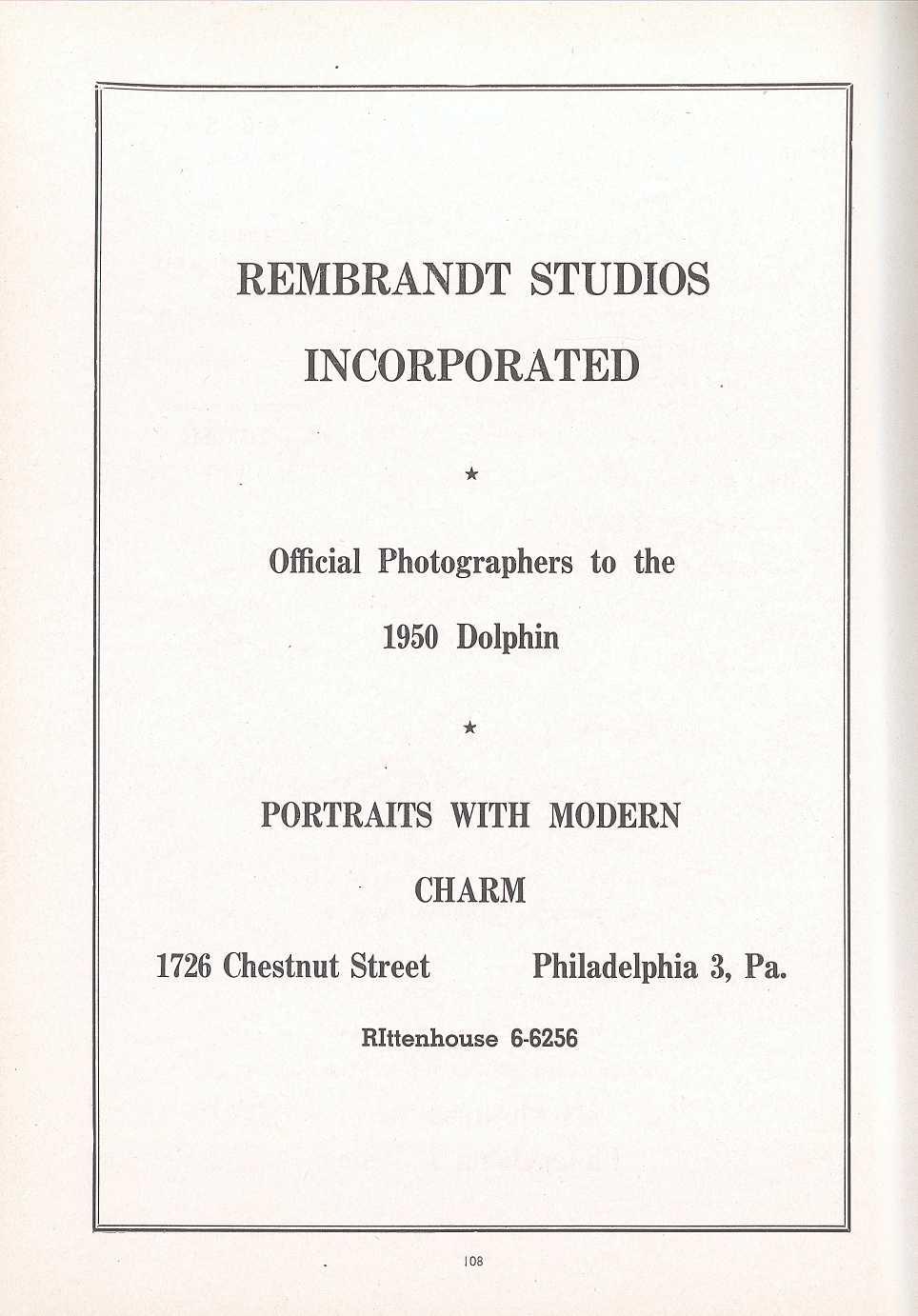 REMBRANDT STUDIOS INCORPORATED Official Photographers to th e 1950 Dolphin