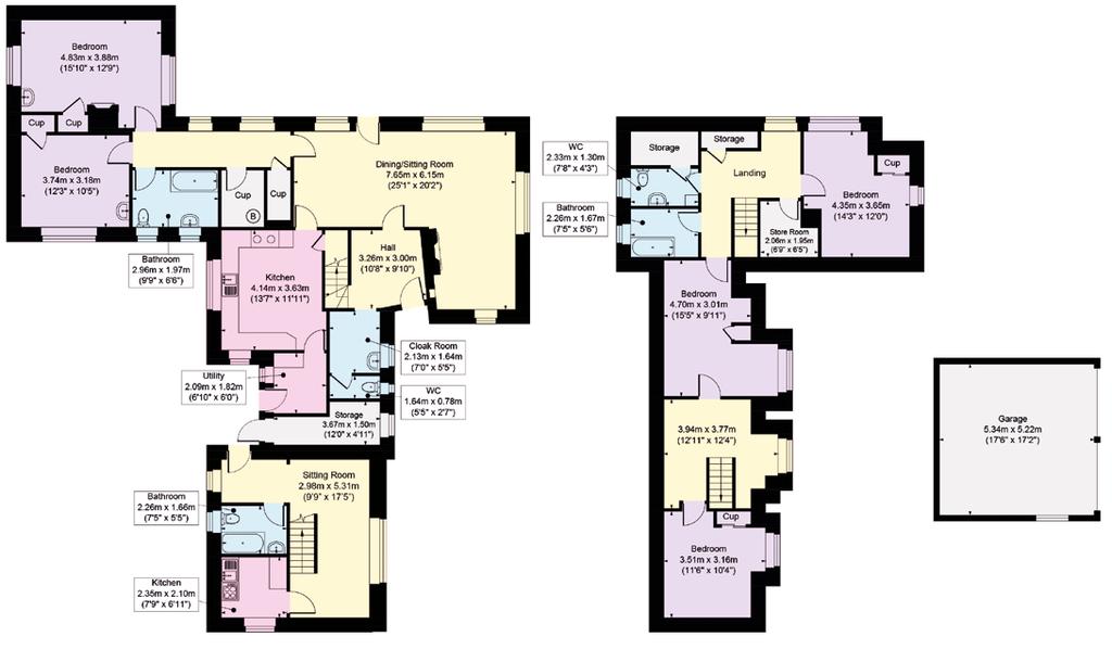 Approximate Gross Internal Floor Area House: 231.46 sq m (2491 sq ft) Garage: 27.
