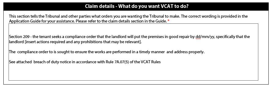 Practice Note (14-03) Page 9 of 12 If a compliance order is obtained from VCAT, if the landlord breaches the compliance order, the tenant is entitled to give a 14 day Notice of Intention to Vacate