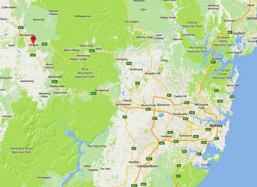 Location Lithgow is a thriving service city of 2 plus people, situated approximately 40 km west of Sydney CBD.