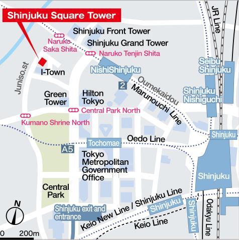 part of the Nishi-Shinjuku area where the property is located has an increasingly progressing concentration of tenants through large-scale redevelopment projects in recent years, resulting in