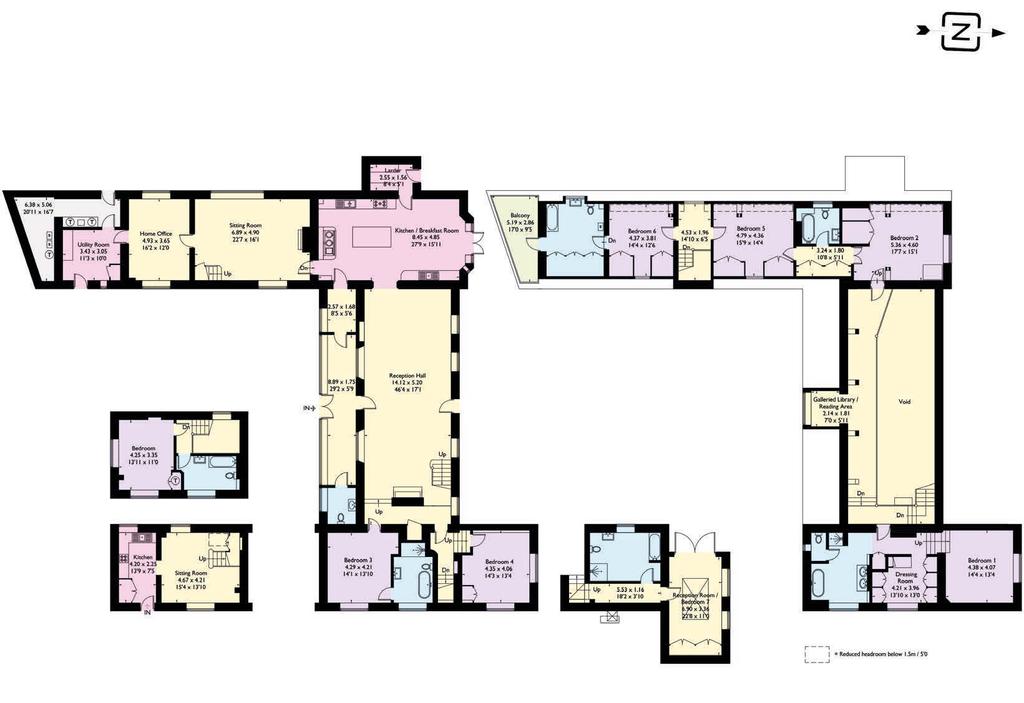 Reception Bedroom Bathroom Kitchen/Utility Storage Terrace Recreation Approximate Gross Internal Floor Area Main House = 529.3 sq m / 5697 sq ft (Excluding Void) Annexe Building = 60.
