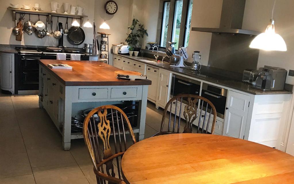 The large kitchen is ideal for families and also very well equipped for the serious cook, with a double oven Aga, Miele induction hob, oven and steam oven.