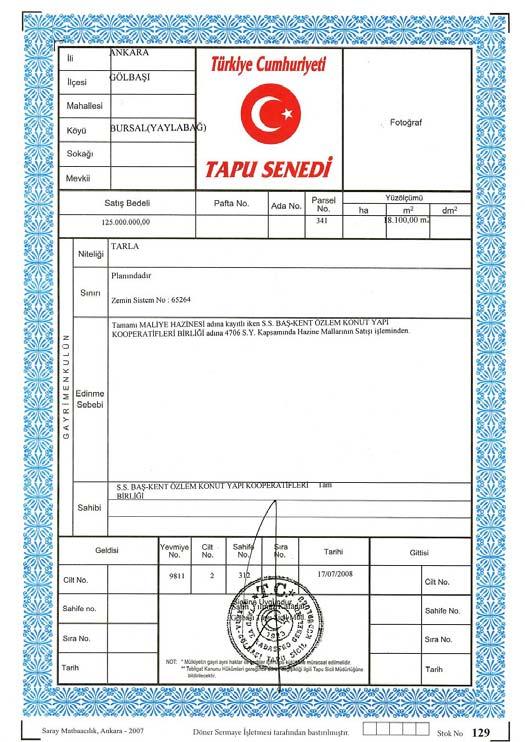 CADASTRAL WORKS in TURKEY Importance of the Land Registry and Cadastre Information Title Deed According to Turkish laws (Turkish Civil Code), one s right of ownership (title) to a real property is