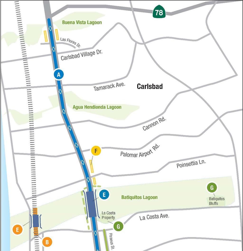 Phase 1 Carlsbad (2016-2020) A B E E HOV/Carpool Lanes from Solana Beach to northern Carlsbad New