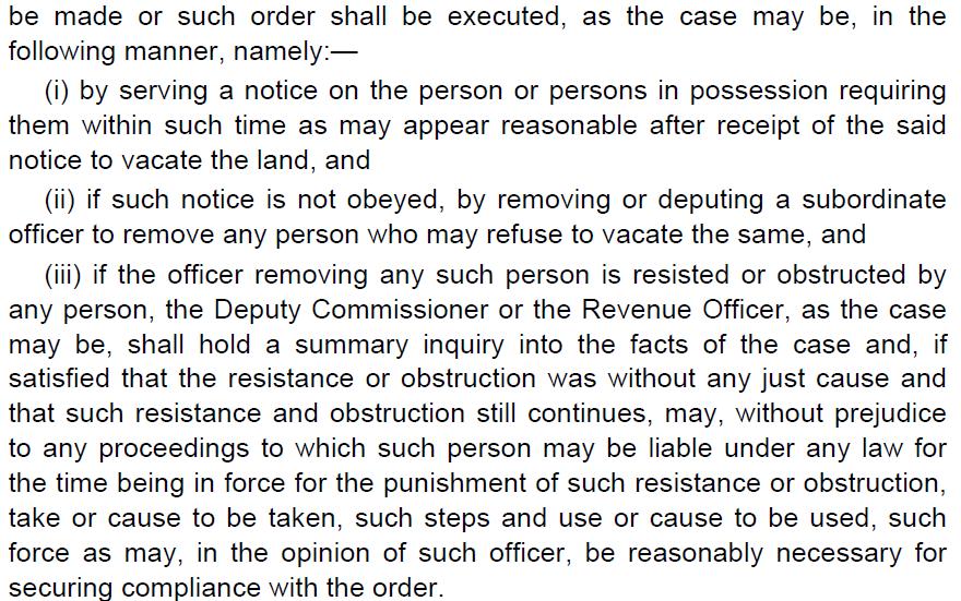 (c) Section 39 of the KLR Act empowers the Deputy Commissioner to evict any person wrongfully in possession of land and sub section (iii) of the said Section empowers the Deputy Commissioner to hold