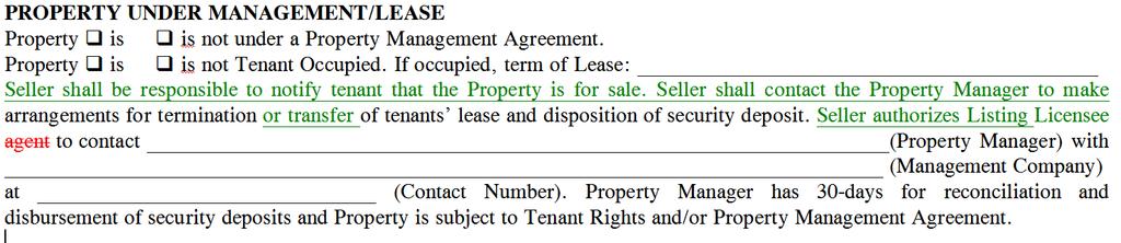 Minor Form Changes Page 1: Terms of Sale - Changes agent to licensee and removes the alphabetic dollar reference.