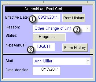 Once the Transfer is completed, refresh the Encompass screen to display the Tenant in the new unit. In this example, both records are displayed the old unit (grayed out) and the new.