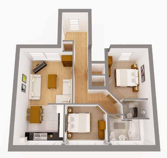 Apartment 3 & 7 Ground Floor Apartments ROOM SIZES - Apt 3 ROOM SIZES - Apt 7 Living Room 14 0 x 13 5 4.3m x 4.12m Kitchen 11 3 x 9 7 3.46m x 2.94m Bedroom 1 12 9 x 10 0 3.92m x 3.
