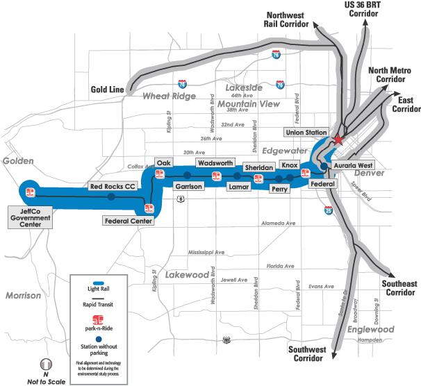 6.0 WEST CORRIDOR Transit-Oriented Development The 12-mile, 12-station West Exhibit 6-1: West Corridor Map Corridor will be the next addition to the RTD rail system and the first FasTracks corridor