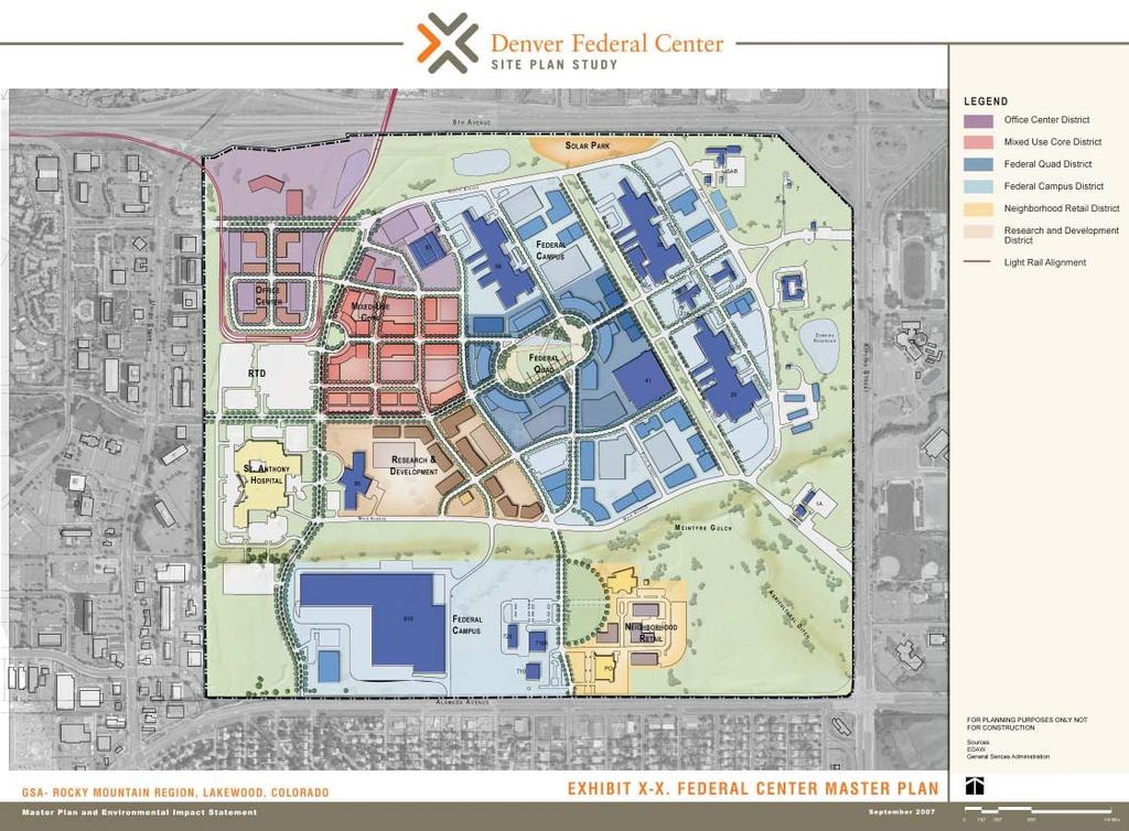 Exhibit 6-6: Preferred Alternative for Denver Federal Center Jefferson County Government Center Station Nexcore Group in 2007 proposed a 306-unit apartment building on Golden Ridge, 6 acres across a