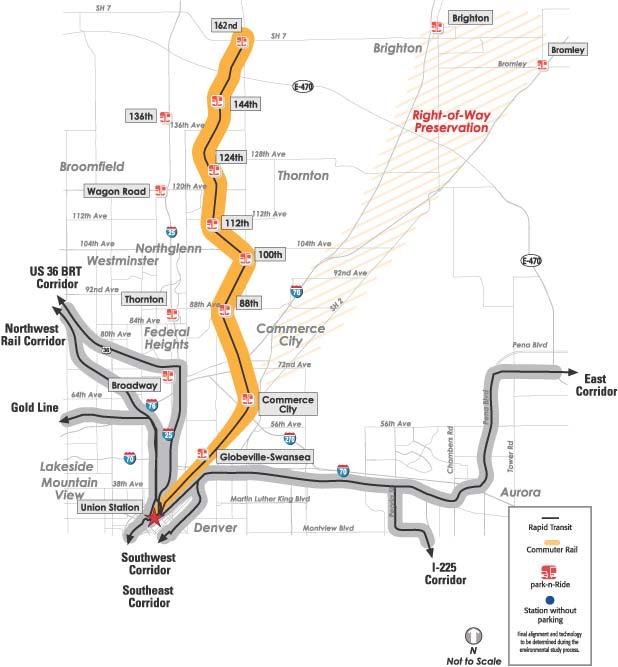 10.0 NORTH METRO CORRIDOR Transit-Oriented Development The North Metro Corridor will extend 18.
