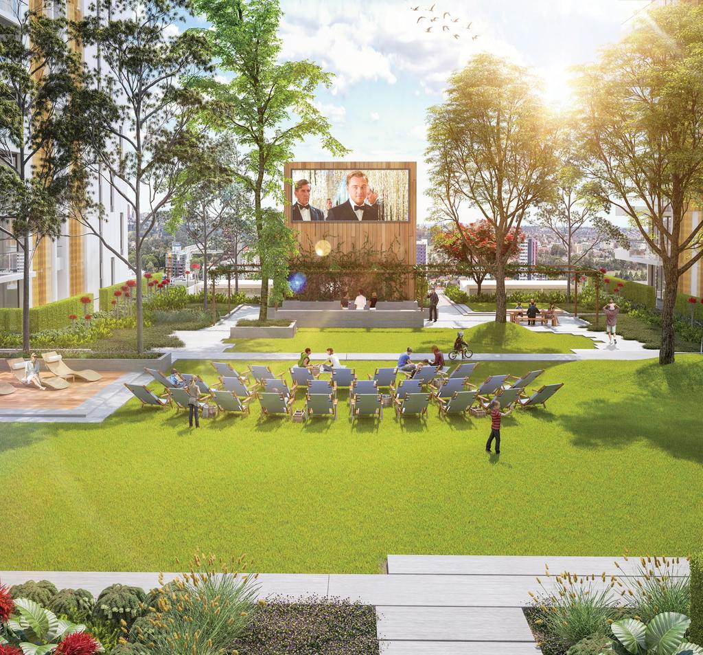 INSPIRED LANDSCAPED RETREATS Lush fifth floor podium gardens shape a haven of green at Allium s heart while rooftop retreats on level 16 are an uplifting sanctuary above a space to gather for