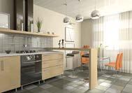 Semi-Modular Kitchen with Granite Top working platform. Stainless Steel Sink, Ceramic Glazed Tiles 2 feet above working platform.