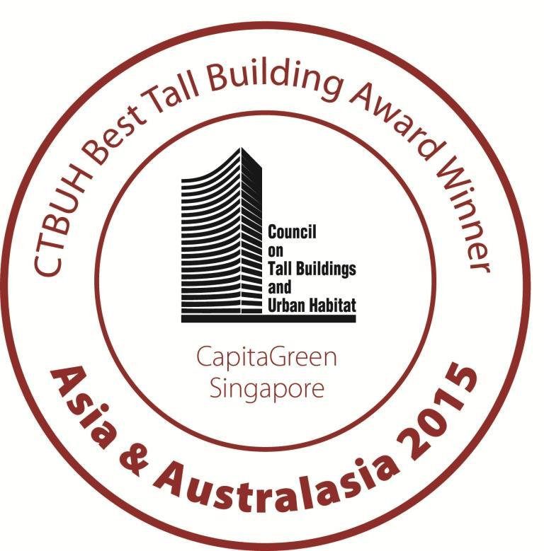 Accolades CapitaGreen was named winner of Best Tall Building in Asia and Australasia by the Council on Tall Buildings and Urban Habitats (CTBUH) on