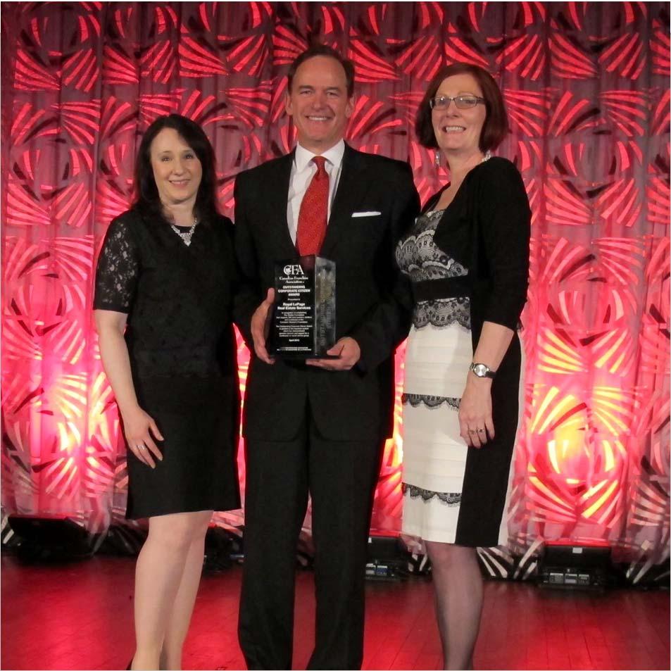 Leaders in the Community Royal LePage was named the Outstanding Corporate Citizen of the Year in 2015 by the Canadian Franchise Association a first for our industry.