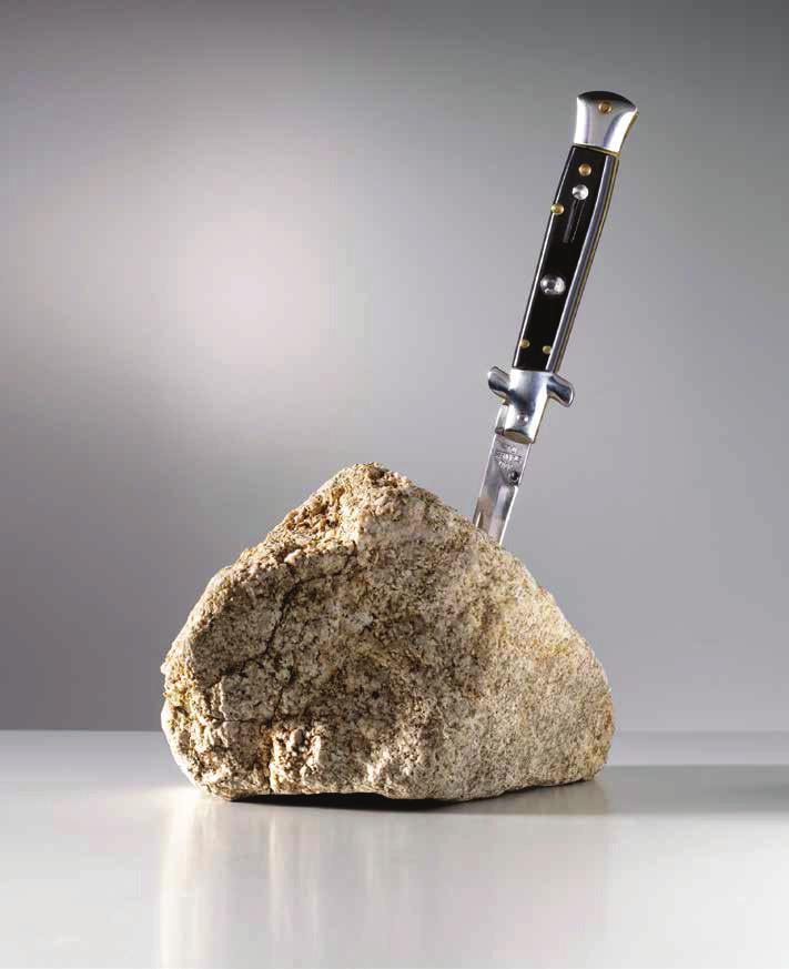 MARK BRADFORD The Once and Future King, 2011 For Parkett 89 Knife with metal blade in stone, approx.