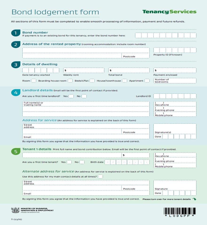 Bonds New bond lodgement form New bond refund form Editable PDFs, can be completed