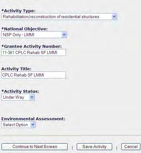 Activity Type: Association with Performance Measures Activity Type selected on Page 1 of the Action Plan-Edit Activity screen directly ties to the