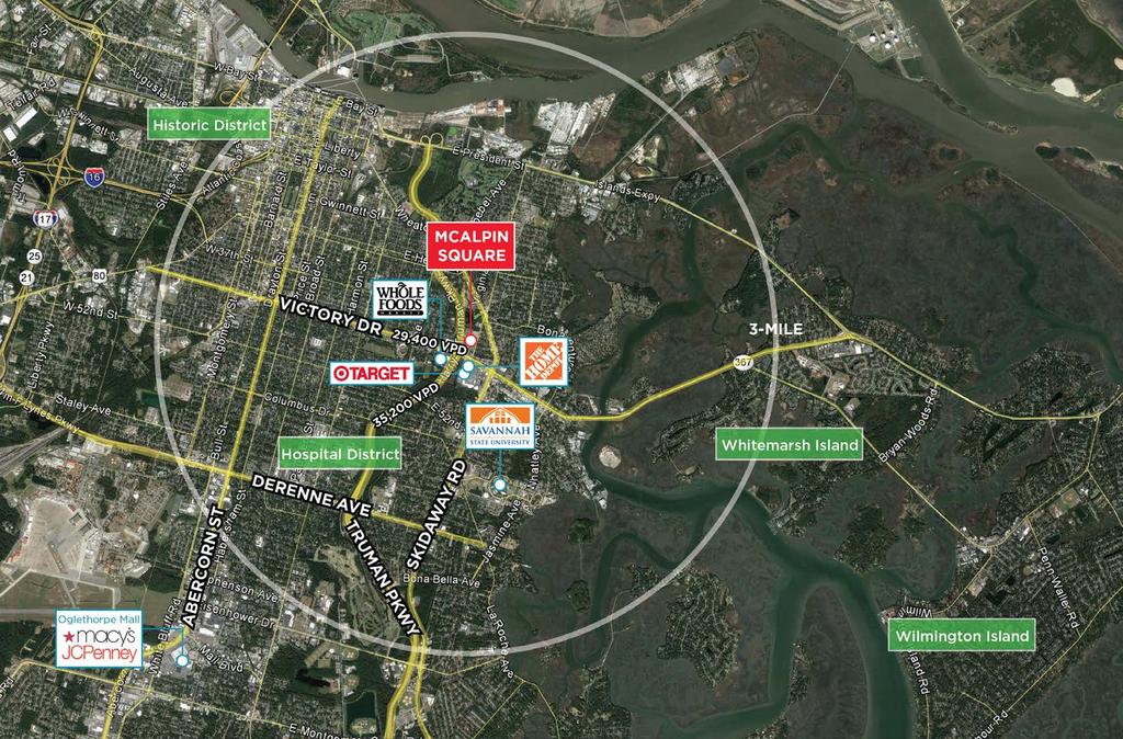 Location Highlights DYNAMIC SAVANNAH MSA Ideal market for long term ownership of high-quality retail Diverse and healthy economy led by