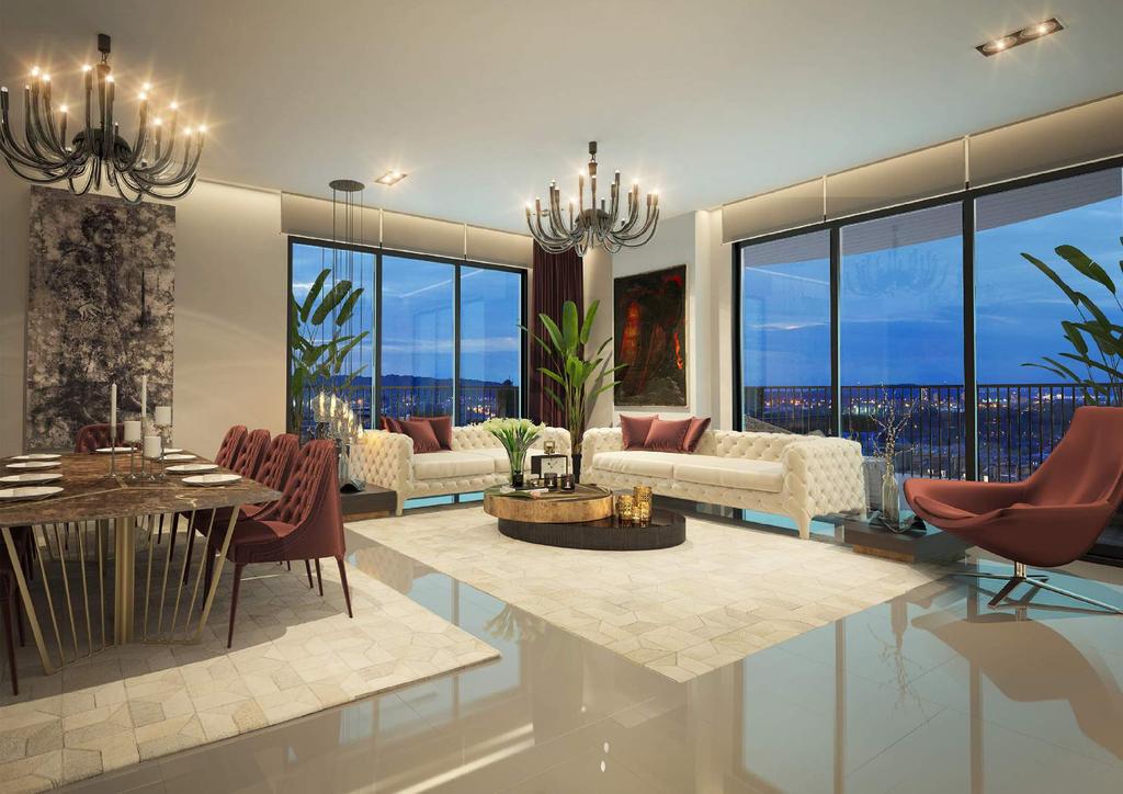 Living Room at Mirage Residence 55