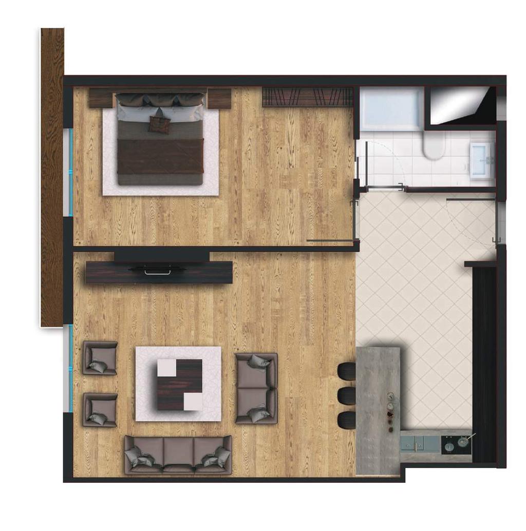 12 m² 1 Balcony 3.00 m² 2 Living Room & Kitchen 30.64 m² 2 Living Room & Kitchen 37.