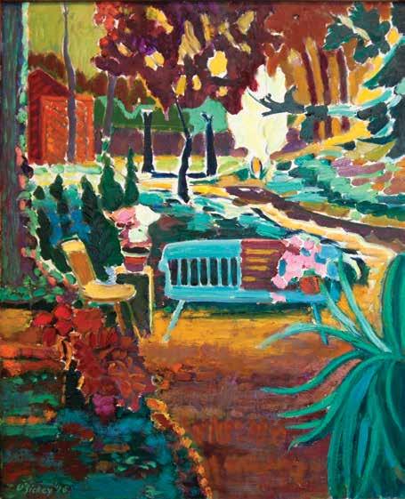 Joseph o sickey 1918-2013 Autumn Garden with Blue Bench, 1996 Oil on canvas, 40 x