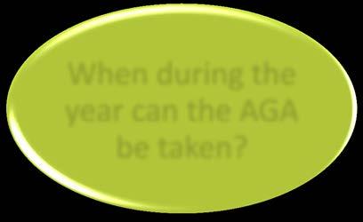 The AGA When during the year can the AGA be taken?