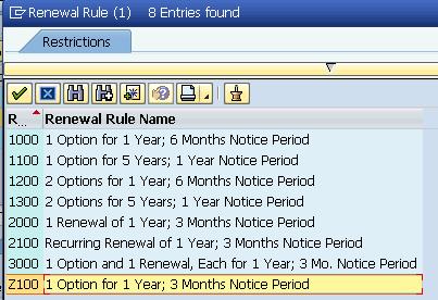 Renewal Rule matchcode icon 27 Select a Renewal Rule