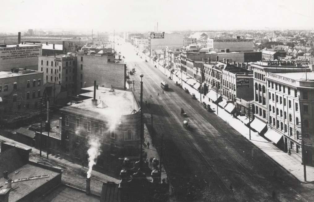 Plate 1 Main Street looking south from Portage Avenue, ca.1905.