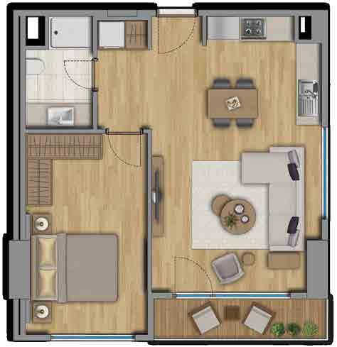 HOUSING UNIT PLANS + + C Total Sales Area: 7,0 m -Living Room+Kitchen:,66 m -Bedroom:,6 m